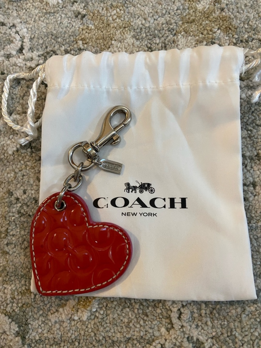 Coach Red Patent Heart Key Charm with Silver Hardware - Picture 2 of 8